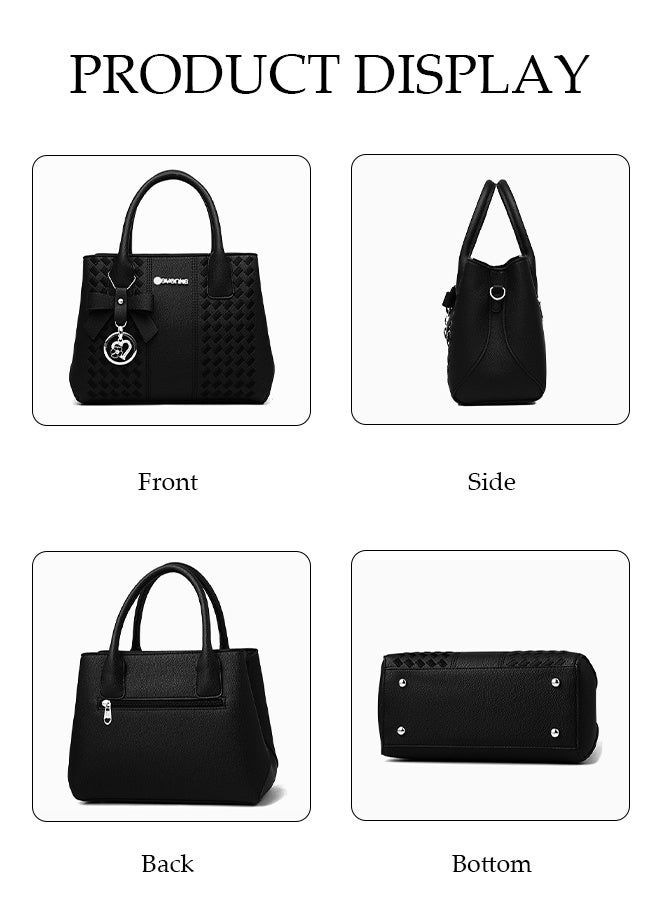DUNISO Women's Shoulder Bag, Soft Leather Messenger Bag, Simple And Fashionable Embroidered Handbag, With Round Love Flower Pendant, Adjustable Shoulder Strap, Suitable For Commuting, Travel, Shopping, Storage And Organization - Image 4