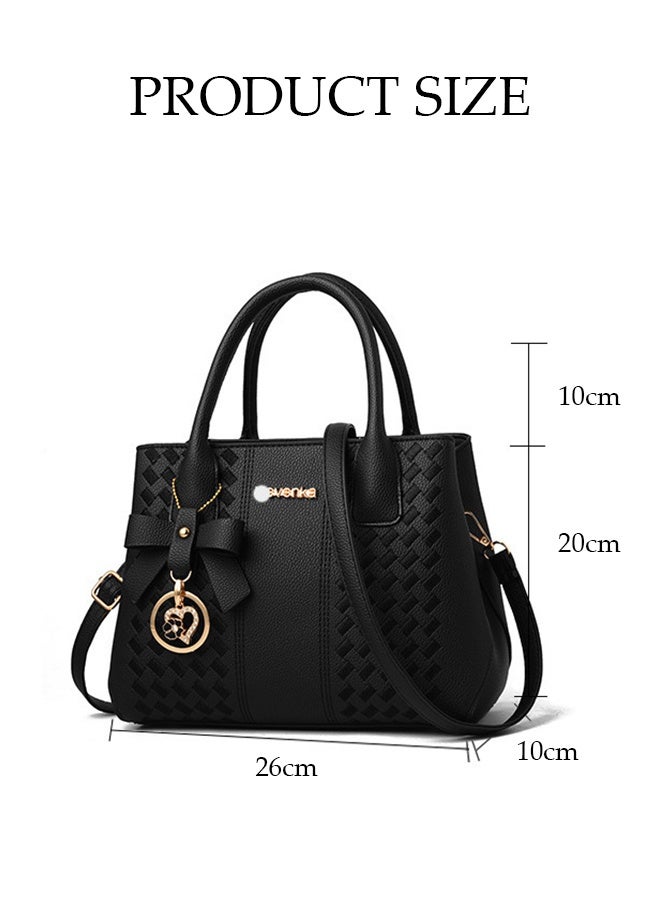 DUNISO Women's Shoulder Bag, Soft Leather Messenger Bag, Simple And Fashionable Embroidered Handbag, With Round Love Flower Pendant, Adjustable Shoulder Strap, Suitable For Commuting, Travel, Shopping, Storage And Organization - Image 2
