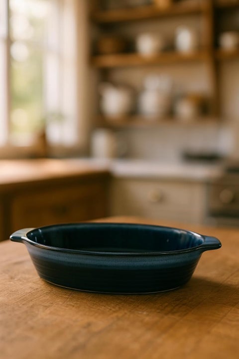 طبق خبز بيضاوي من السيراميك مع مقابض من B&D