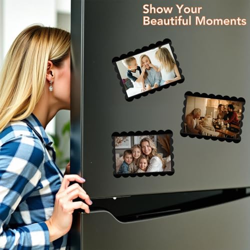 Mingting Magnetic Picture Frame, 6 Pack Magnetic Frame Reusable, Magnetic Photo Frames for Refrigerator 5x7” With Wavy Border, Refrigerator Magnets for Pictures Suitable Home, School, Office (5x7-Black) - Image 5