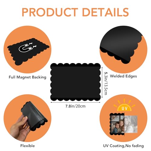Mingting Magnetic Picture Frame, 6 Pack Magnetic Frame Reusable, Magnetic Photo Frames for Refrigerator 5x7” With Wavy Border, Refrigerator Magnets for Pictures Suitable Home, School, Office (5x7-Black) - Image 2