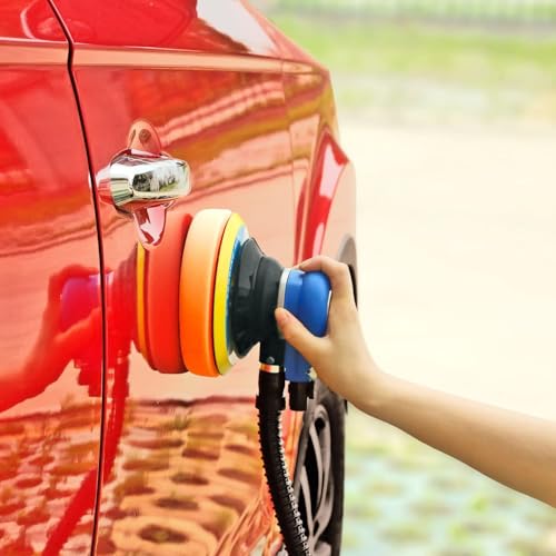 KROST Random Orbital Sander 5" & 6" Pneumatic Palm Sander,Car Polisher with Extra 5" Backing Plate, Sponge Polishing Pads, Sandpapers Low Vibration and Heavy Duty for Wood, Composites, Metal - Image 5
