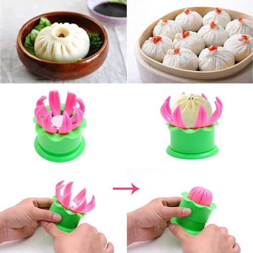 Perfect Pricee Plastic Momos Dumpling Maker Dough Press Mould Shapes (Pink and Green) - Image 4