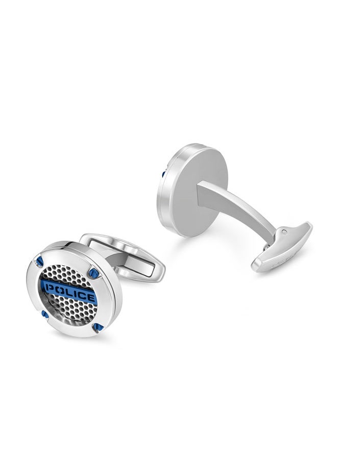 POLICE Fusion Cufflinks for Men Blue Netted Design  - Image 3
