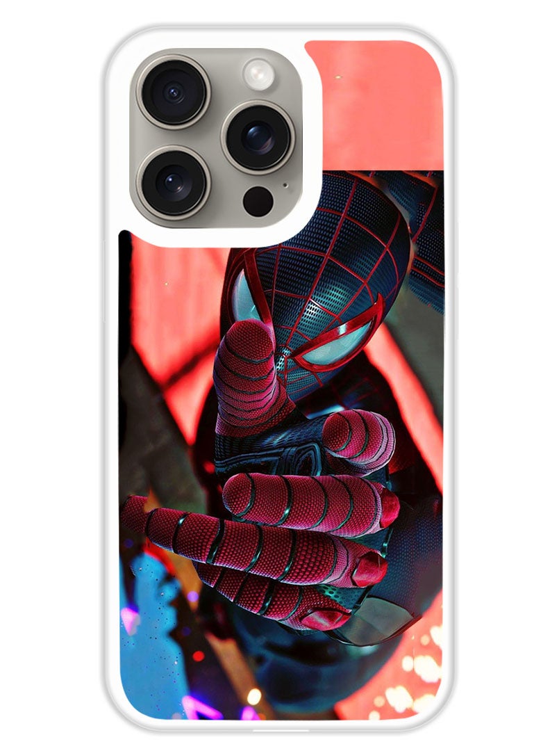 Theodor Protective Case Cover For APPLE IPHONE 15 Pro Max Spider Man 1 (White Bumper) - Image 1