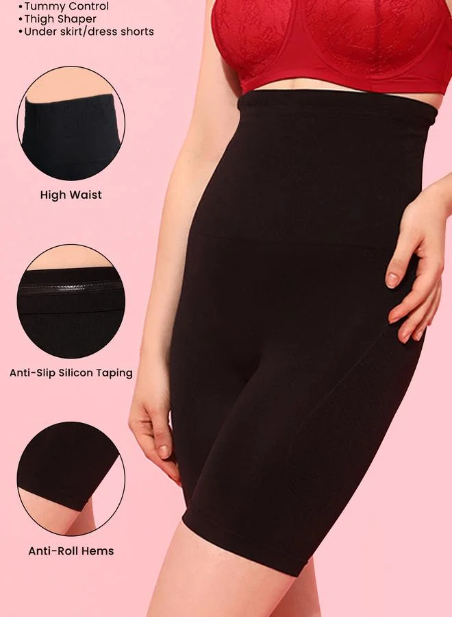 Clovia Black Solid Shaping Shorts