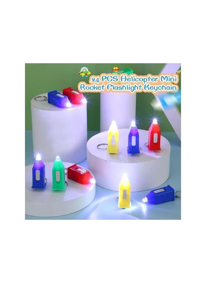 PROMASS - promass Mini Rocket Flashlight Keychain 4 Colors Kids Rocket Led Flashlight for Astronaut Themed Outer Space Party Favors Birthday Party (30 Pcs, Tower) - Image 1
