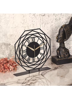 Hometrix Hometrix Battery Operated Desk Clock Modern Metal Desk Clock Reloj de Escritorio para Oficina Pequea y Tranquila Junto a La Cama Desk Metal Clock Black Repido 20CM  - Image 3
