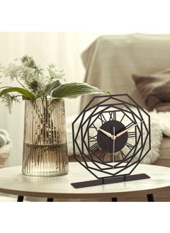 Hometrix Hometrix Battery Operated Desk Clock Modern Metal Desk Clock Reloj de Escritorio para Oficina Pequea y Tranquila Junto a La Cama Desk Metal Clock Black Repido 20CM  - Image 5