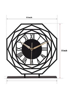 Hometrix Hometrix Battery Operated Desk Clock Modern Metal Desk Clock Reloj de Escritorio para Oficina Pequea y Tranquila Junto a La Cama Desk Metal Clock Black Repido 20CM  - Image 2