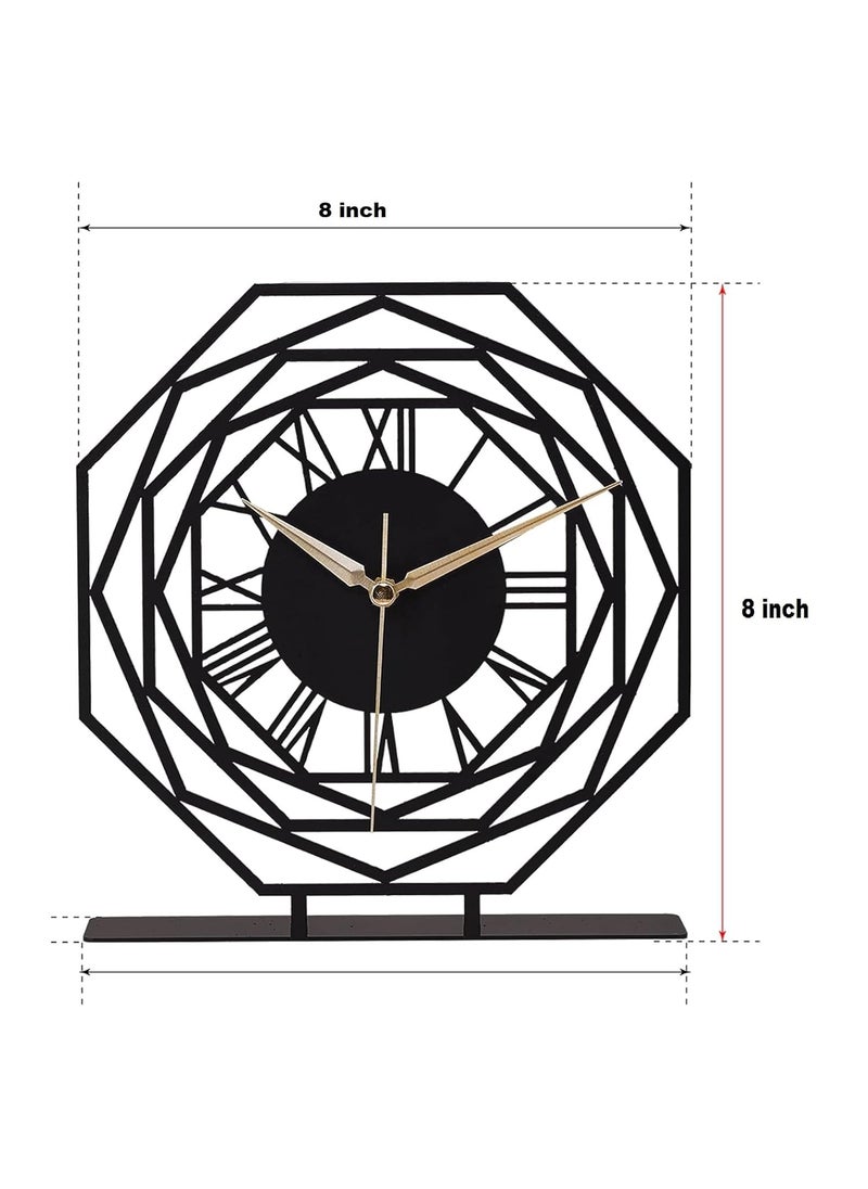 Hometrix Hometrix Battery Operated Desk Clock Modern Metal Desk Clock Reloj de Escritorio para Oficina Pequea y Tranquila Junto a La Cama Desk Metal Clock Black Repido 20CM  - Image 2