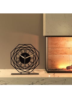 Hometrix Hometrix Battery Operated Desk Clock Modern Metal Desk Clock Reloj de Escritorio para Oficina Pequea y Tranquila Junto a La Cama Desk Metal Clock Black Repido 20CM  - Image 4
