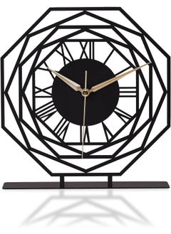 Hometrix Hometrix Battery Operated Desk Clock Modern Metal Desk Clock Reloj de Escritorio para Oficina Pequea y Tranquila Junto a La Cama Desk Metal Clock Black Repido 20CM  - Image 1