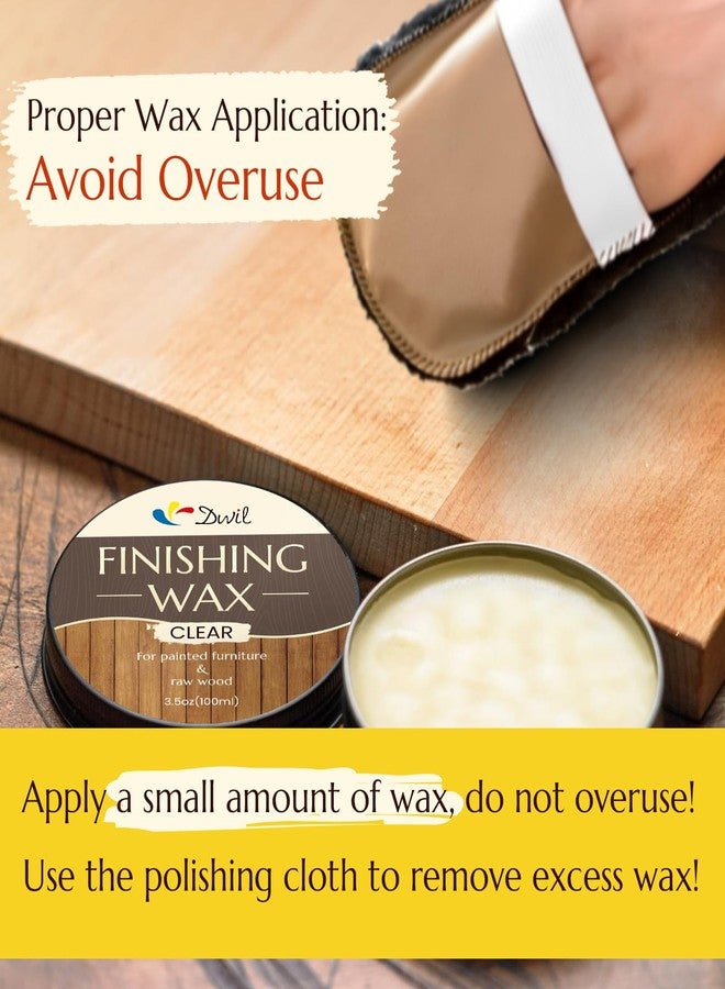 DWIL Wood Finishing Wax for Furniture - 100% Natural Chalk Paint Wax for Sealing & Protecting Painted and Raw Wood Surfaces, Wooden Floors & More - Clear Protective Finish, 3.5 Oz (Includes Tools) - Image 4