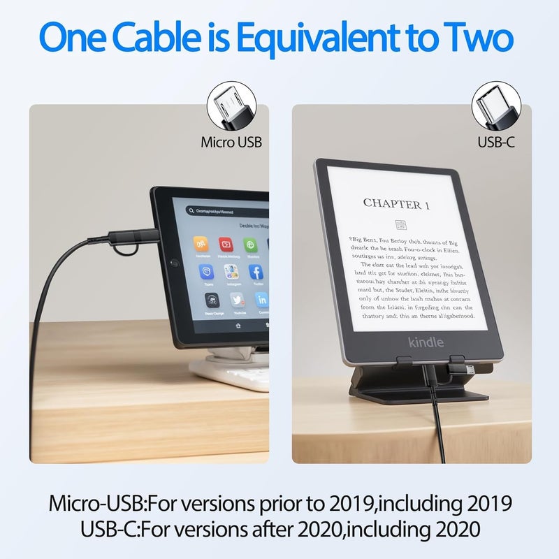 SCOVEE Cable for Amazon Fire Tablet,USB Charger Cord for Kindle Paperwhite,Oasis,Voyage Touch E-Readers,Micro Cable USB C Charging Cord Fire HD 10 8 7 Plus,Max 11,Kids Pro,Edition,Type C (Black, 3ft) - Image 3