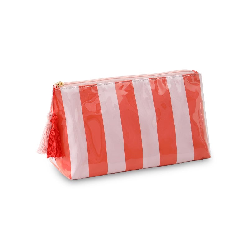 DYSHAYEN Makeup Bags for Purse,Small Clear Coated Cosmetic Bags for Women Girls, Waterproof Travel Organizer Zipper Pouch Beach Vacation Essentials (Pink-Orange) - Image 1