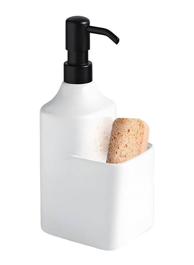Gets Ceramic Countertop Soap Dispensers with Sponge Holder,2-in-1 Liquid Hand and Dish Soap Dispenser Pump Bottle and Sponge Holder,Countertop Organizer for Kitchen Sink and Bathroom-White - Image 2