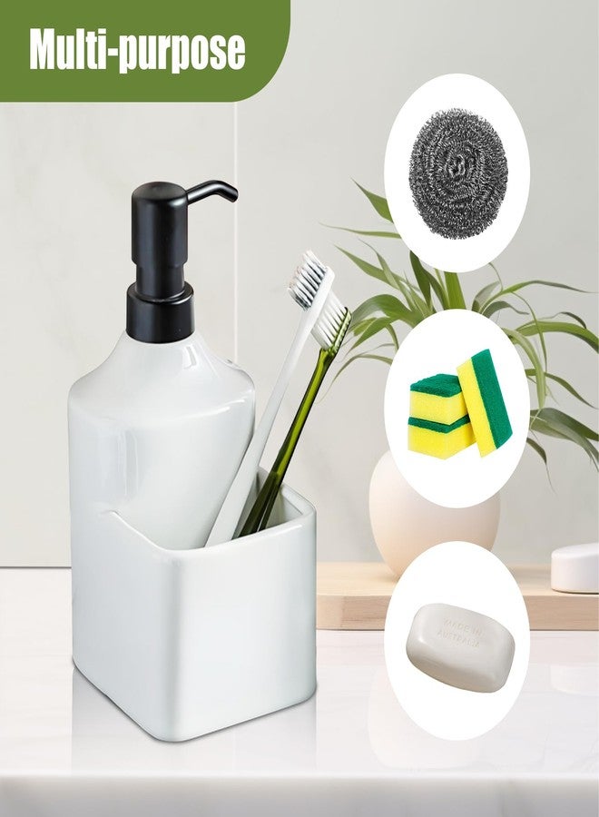 Gets Ceramic Countertop Soap Dispensers with Sponge Holder,2-in-1 Liquid Hand and Dish Soap Dispenser Pump Bottle and Sponge Holder,Countertop Organizer for Kitchen Sink and Bathroom-White - Image 5