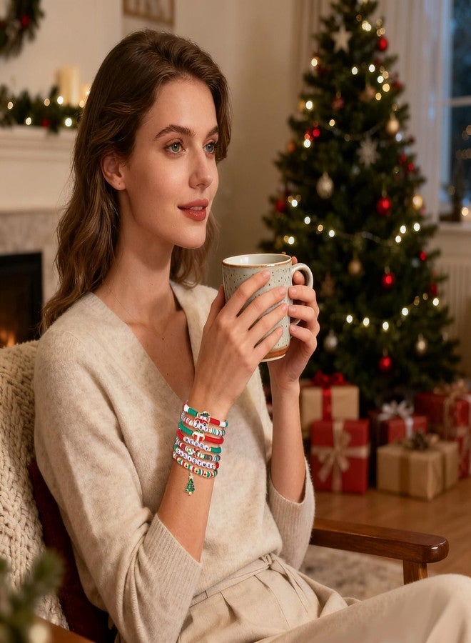 مولوك أساور مولوخ لعيد الميلاد، سوار شجرة عيد الميلاد، سوار عصا الحلوى، أساور هيشي قابلة للتكديس، أساور خرزية مرحة، هدايا عيد الميلاد، هدايا حفلات، هدايا تذكارية - Image 2
