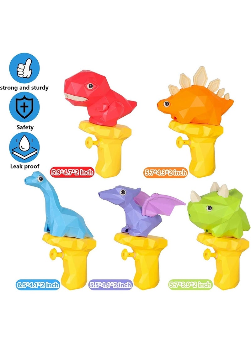 5 Pcs Water Guns of Kids, 100CC Capacity, 20 Feet, Safe and Durable, One Hand Hold, Small and Portable, Smooth and Burr Free, for Swimming Pool, Beach, Summer Party, Bathroom, Dinosaur Shape - Image 2