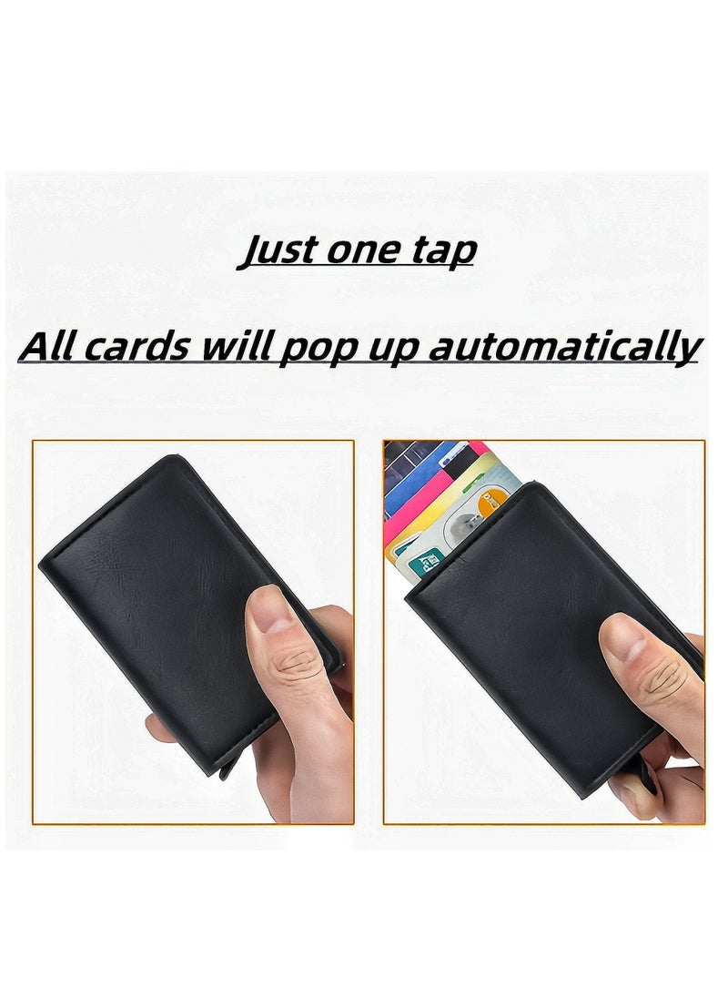 Generic Men's Wallets - RFID Blocking Compact Wallet - Bifold Leather Wallet Flat Black Genuine Leather Scratch Resistant Wallet Secure Wallet  - Image 5