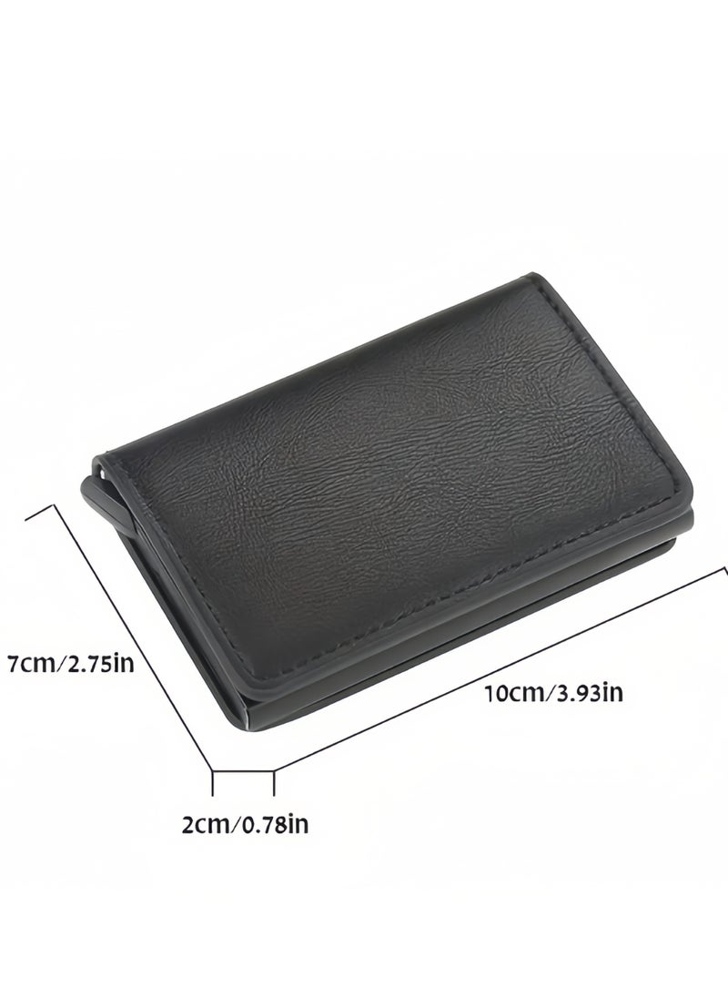 Generic Men's Wallets - RFID Blocking Compact Wallet - Bifold Leather Wallet Flat Black Genuine Leather Scratch Resistant Wallet Secure Wallet  - Image 2