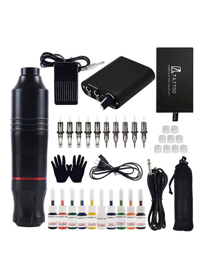 NIBEMINENT Portable Tattoo Kit Machine Set Black/Silver - Image 1