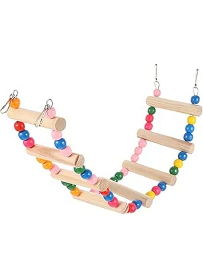 Wooden Parrot Climbing Ladder 8 Steps Colorful Training Perch For Small Birds Cage Accessories - Image 1