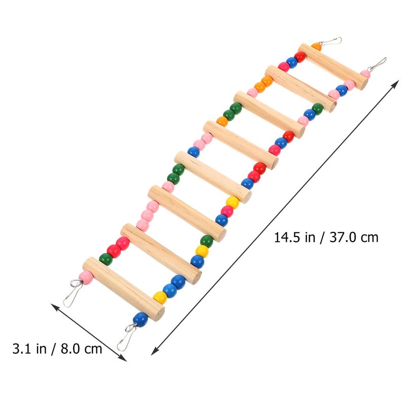 Wooden Parrot Climbing Ladder 8 Steps Colorful Training Perch For Small Birds Cage Accessories - Image 3