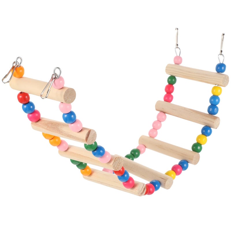 Wooden Parrot Climbing Ladder 8 Steps Colorful Training Perch For Small Birds Cage Accessories - Image 2