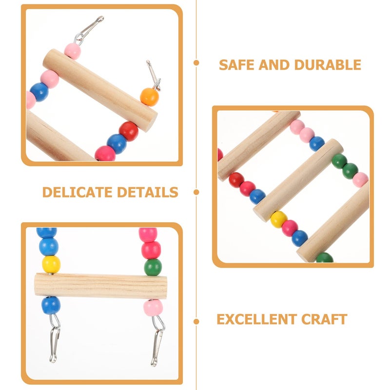 Wooden Parrot Climbing Ladder 8 Steps Colorful Training Perch For Small Birds Cage Accessories - Image 4