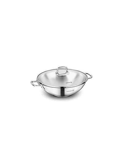 - Korkmaz Perla Stainless Steel Induction-Ready Casserole, Low Casserole, Wok, Saucepan, Milkpan with Tri-Ply Encapsulated Base with Lid (Wok)