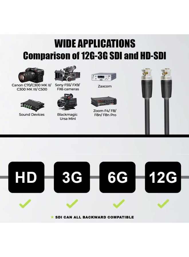 Alvin's Cables كابل فيديو محوري BNC إلى BNC ذكر 12G HD SDI لكاميرا فيديو 4K بطول 19 بوصة - Image 5