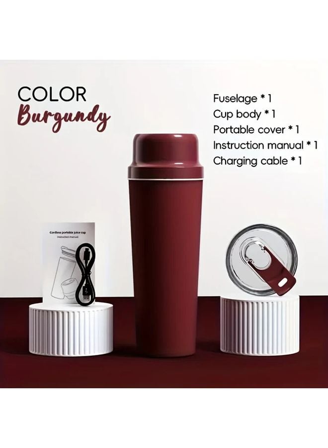 Red Portable Stainless Steel Juicer Cup Large Capacity USB Charging Ice Crushing - Image 1
