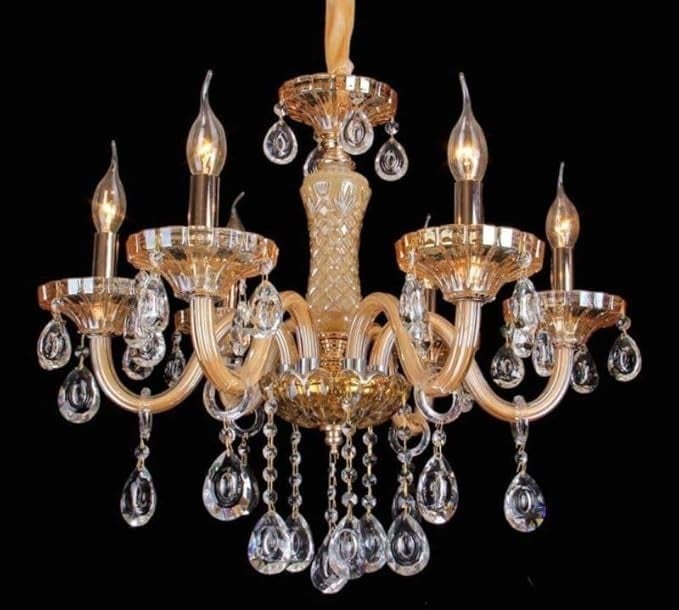 Decor chronicle Crystal Chandelier - 6-Light Traditional Luxury Ceiling Light Fixture with Glass Drops, Golden Finish for Living Room, Dining Room, and Hallway - Image 1