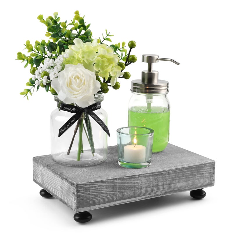 Besuerte Beserte Wood Riser For Kitchen Counter  Wood Riser Soap Stand  Tray  Bathroom Decor  Size 109 x 7 Inch  Rustic Grey 