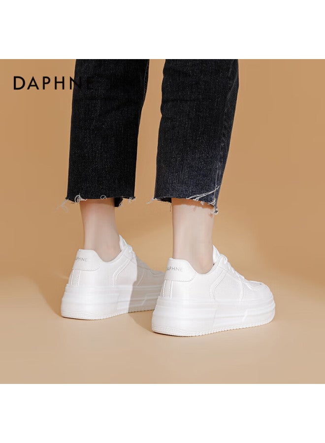 Daphne Thick-soled White Sneakers For Women, New High-end Versatile Casual Thick-soled Sports Shoes, White, Size 35 - Image 4
