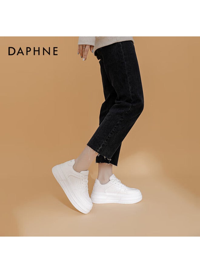 Daphne Thick-soled White Sneakers For Women, New High-end Versatile Casual Thick-soled Sports Shoes, White, Size 35 - Image 3