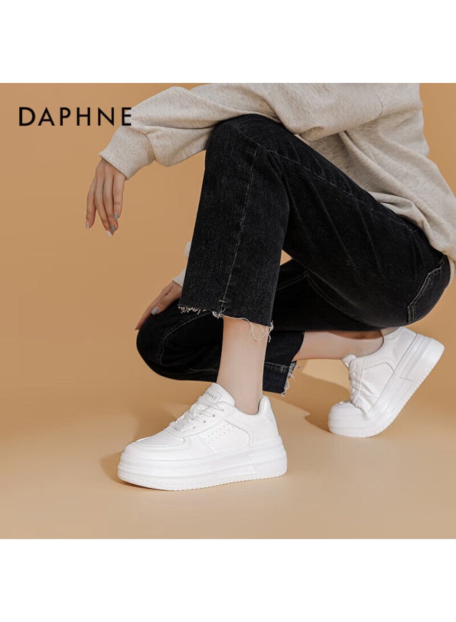 Daphne Thick-soled White Sneakers For Women, New High-end Versatile Casual Thick-soled Sports Shoes, White, Size 35 - Image 2