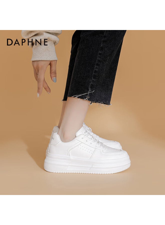 Daphne Thick-soled White Sneakers For Women, New High-end Versatile Casual Thick-soled Sports Shoes, White, Size 35 - Image 5