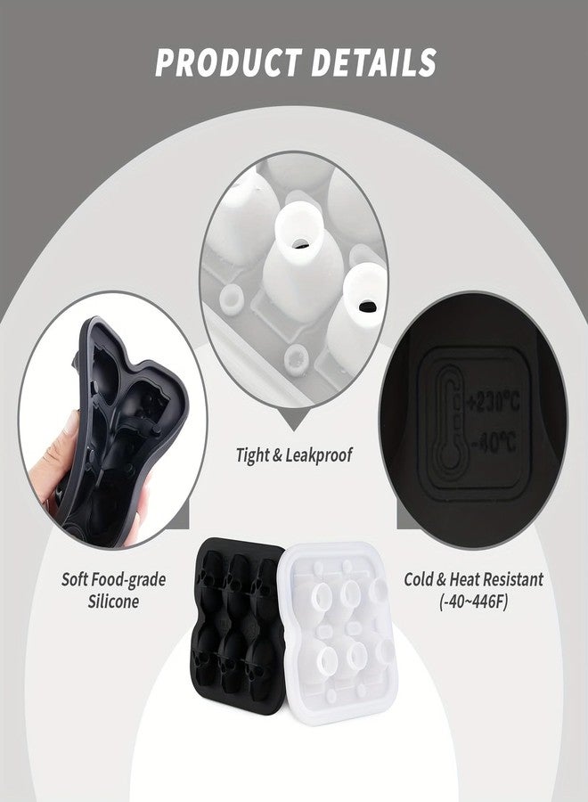 قالب مكعبات ثلج على شكل جمجمة من داكجاجماه، صينية ثلج سيليكون بستة تجاويف للويسكي والكوكتيلات والمشروبات، صانع ثلج مرن وآمن غذائيًا لمشروبات الهالوين والحفلات، سهل الفك وآمن للغسل في غسالة الصحون - Image 5