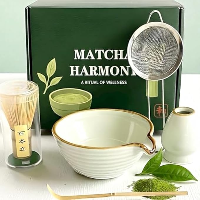 Unity Matcha Set Matcha Making Kit With Bamboo Whisk Spiral Ceramic Bowl Spoon Strainer  Holder Starter Kit For An Authentic Tea Ritual Ideal Matcha Gift Set For Beginners And Enthusiasts - Image 1
