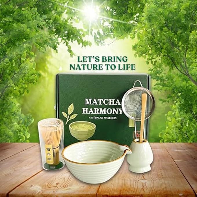 Unity Matcha Set Matcha Making Kit With Bamboo Whisk Spiral Ceramic Bowl Spoon Strainer  Holder Starter Kit For An Authentic Tea Ritual Ideal Matcha Gift Set For Beginners And Enthusiasts - Image 3