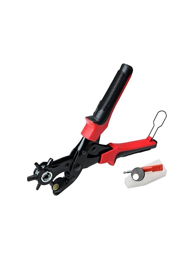PROMASS Leather Hole Punch Tool for Belt - Updated Hole Sizes Puncher for Belt, Watch Band, Strap, Dog Collar, Saddle, Shoes, Fabric, DIY Home or Craft Project, 3 round holes, 3 flat holes  - Image 1