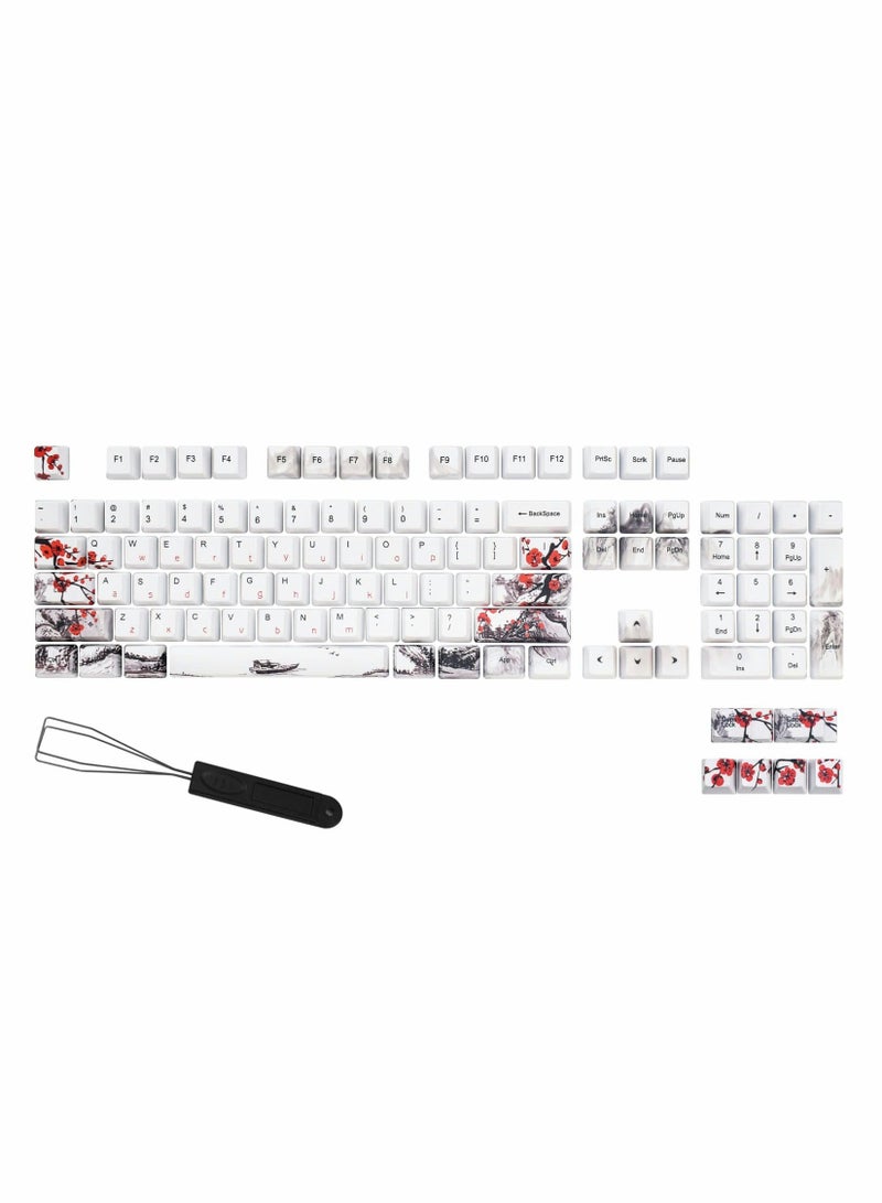 Rubber Keycaps Set, 110 Keys PBT Keycap, Anti-Slip Texture Dye-Sublimation Plum Blossom Cherry Profile Key Cap, DIY Mechanical Keyboard Keycap Set for Mechanical Keyboard  - Image 4