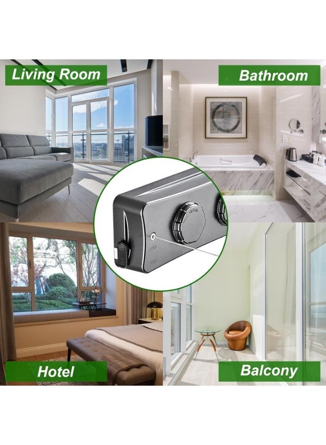 Bukela Clothesline, Extendable Outdoor, Non-Saggy Double Rope, Retractable Washing Line Balcony Indoor Extendable for Drying Laundry Wall, Two Lines, Stainless Steel Rope (Gery) - Image 3