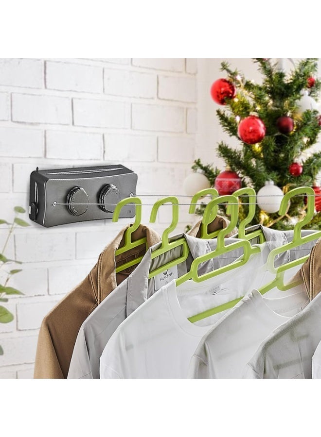 Bukela Clothesline, Extendable Outdoor, Non-Saggy Double Rope, Retractable Washing Line Balcony Indoor Extendable for Drying Laundry Wall, Two Lines, Stainless Steel Rope (Gery) - Image 2