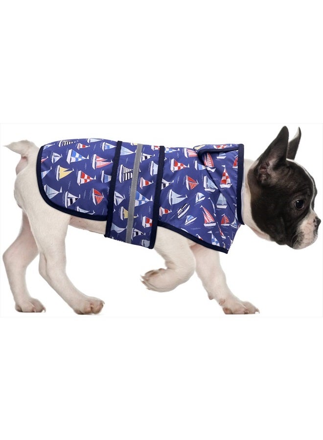 HDE Dog Raincoat Hooded Slicker Poncho for Small to X-Large Dogs and Puppies Nautical Boats - M - Image 1