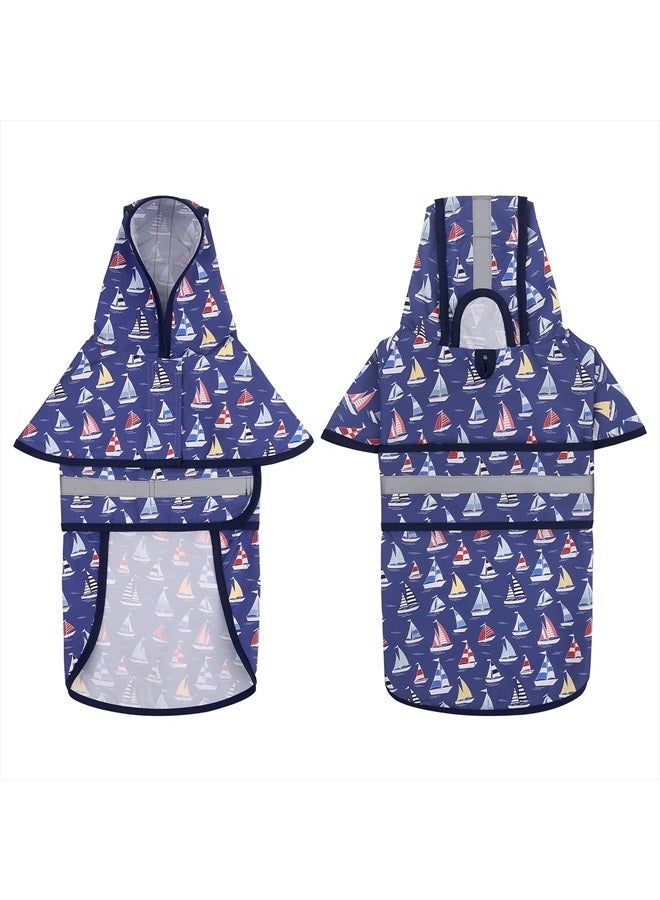 HDE Dog Raincoat Hooded Slicker Poncho for Small to X-Large Dogs and Puppies Nautical Boats - M - Image 4