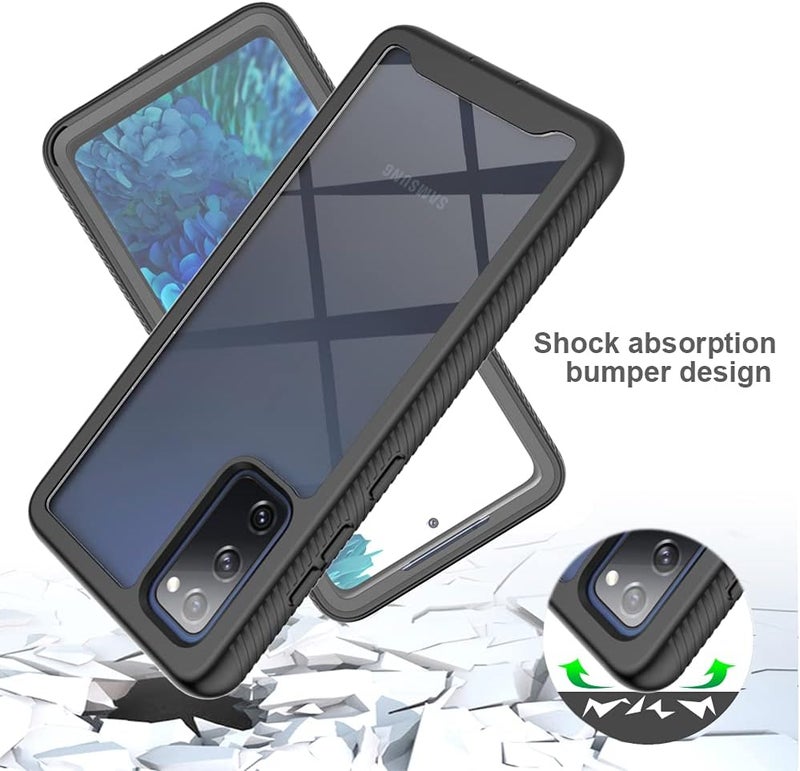 زيني غطاء لهاتف Samsung Galaxy S20 FE، حماية صدمات 360 درجة مع حماية شاملة وواقي شاشة مدمج، غطاء خارجي متين بإطار، أسود - Image 3